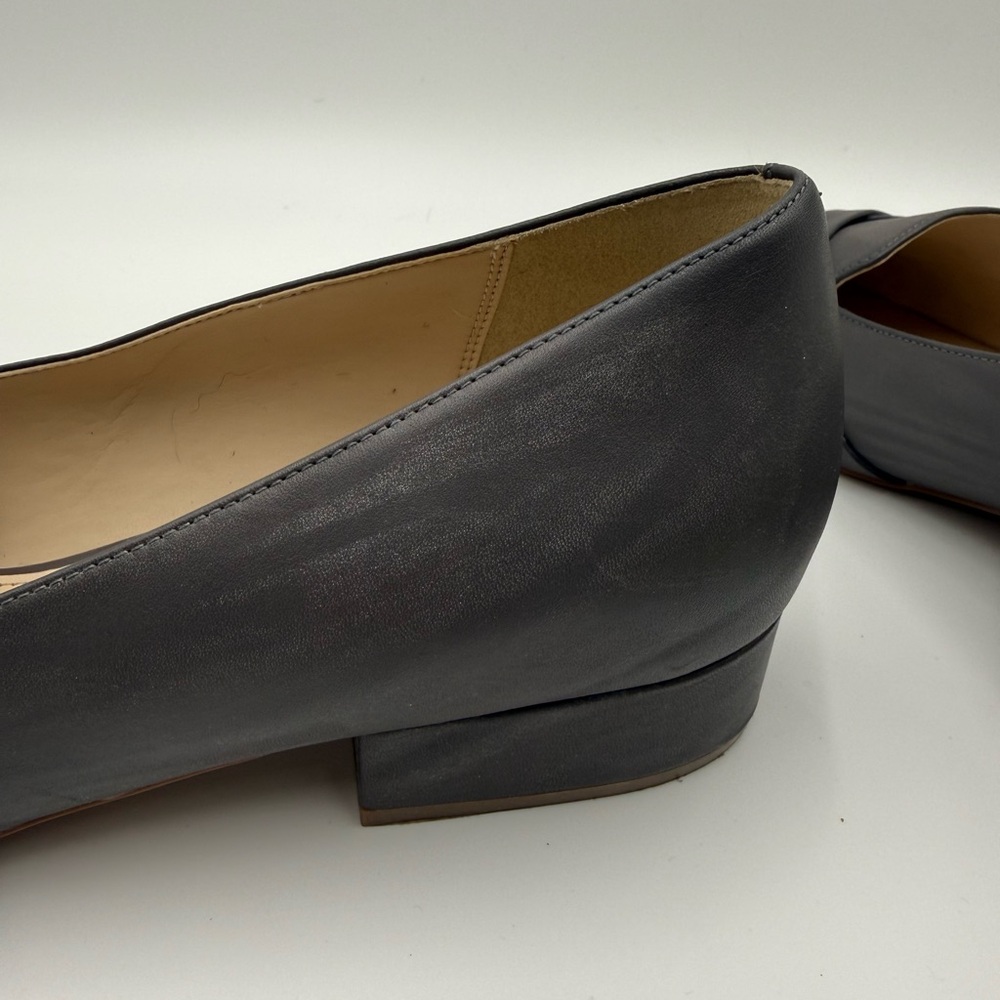 Cole Haan Camila Skimmer Grey/Taupe Leather Pointed Toe Weave Flats Size 11B - Picture 7 of 8